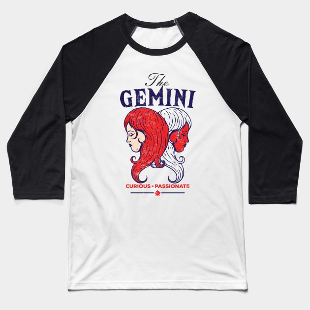 The Gemini Astrology Signs Twin,  Main Traits - Curious and Passionate Baseball T-Shirt by mixmetshirt